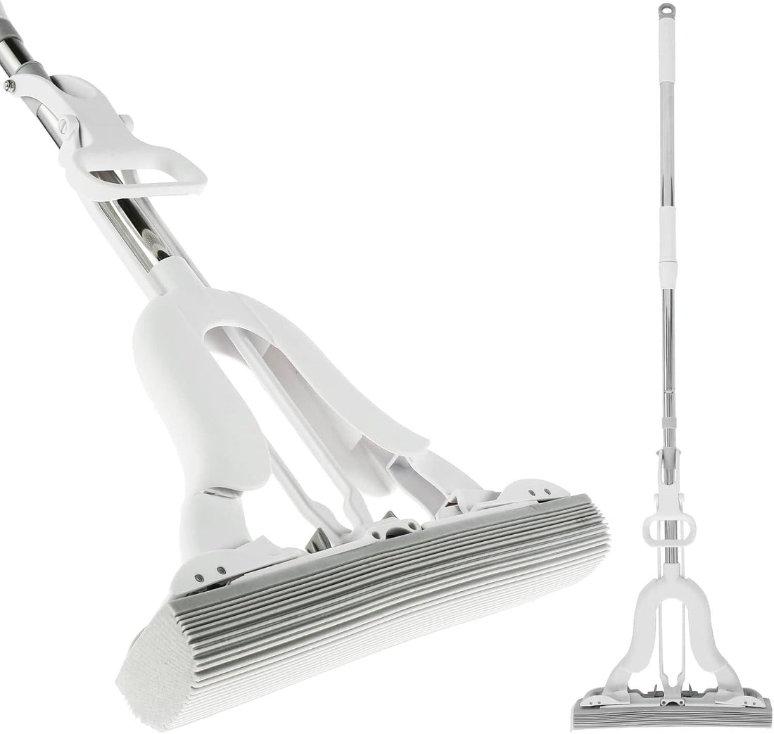 Squeeze mop collecting hair and dust from the floor