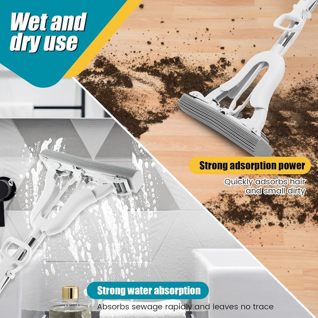 Adjustable wet and dry squeeze mop with long handle – price in Pakistan