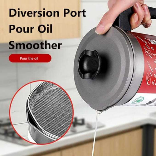 Oil pot parts – dust-proof lid, fine mesh strainer, cup body and non-slip tray