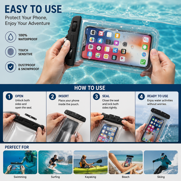 Waterproof Mobile Pouch – Touch-Sensitive Phone Case for Swimming & Rain