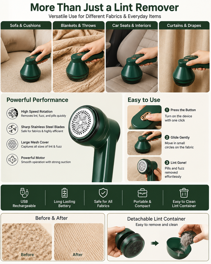 Rechargeable Lint Remover & Electric Fabric Shaver