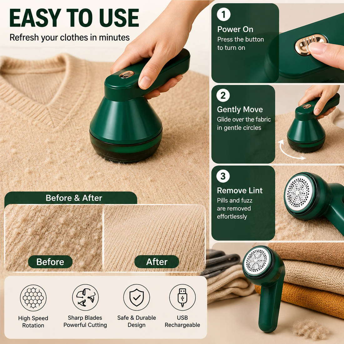 Electric fabric shaver used on sofa, blankets, car seats and curtains