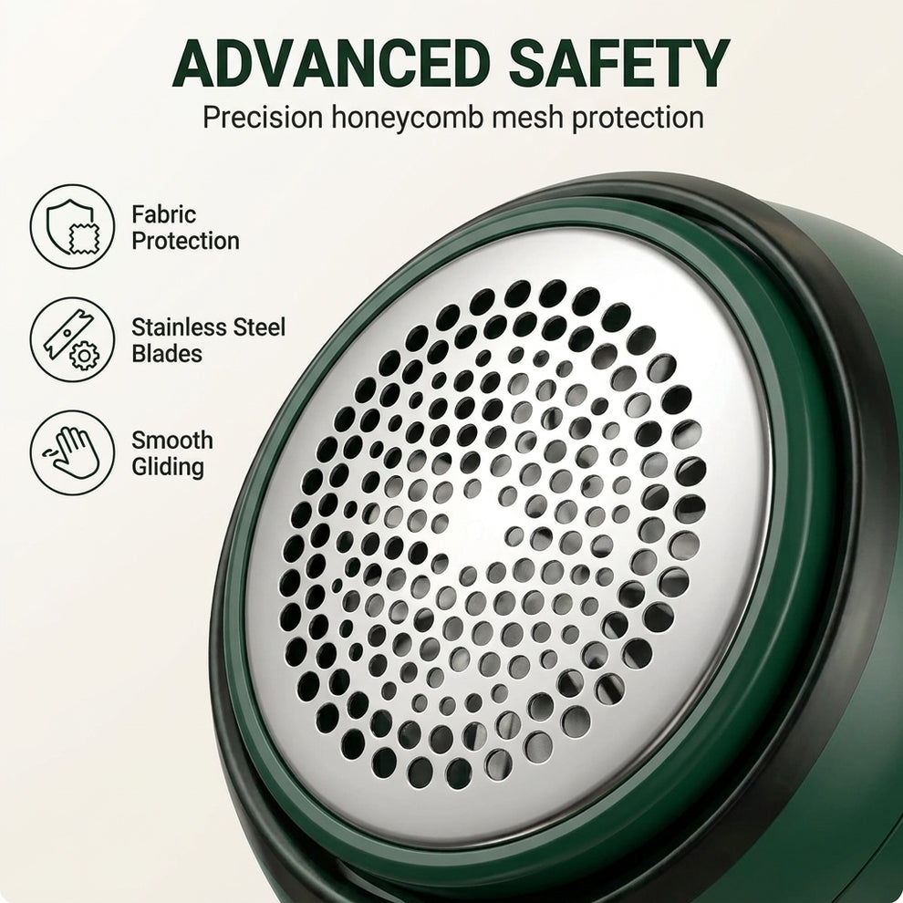 Lint remover blades and honeycomb mesh cover close-up
