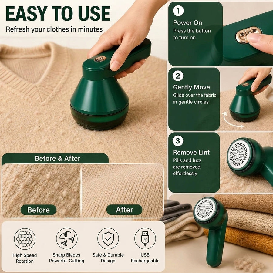 How to use the rechargeable lint remover step by step