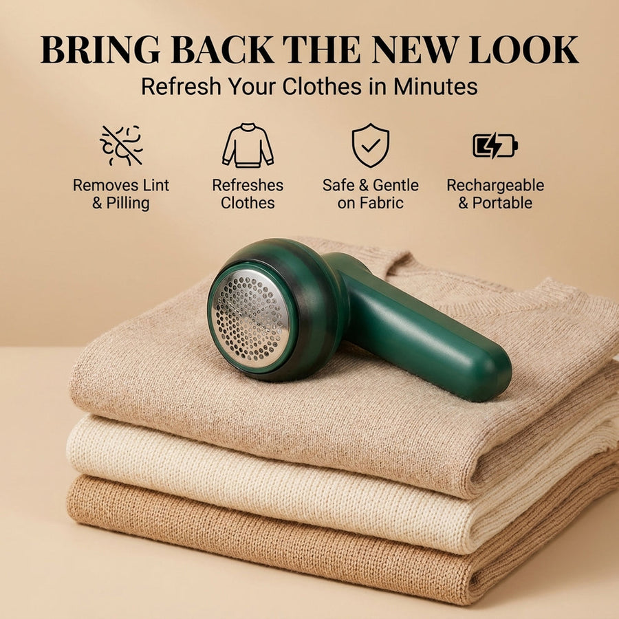 Lint remover used on folded sweaters to remove fuzz and pills